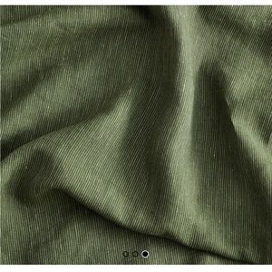 Bed Threads 100% French Flax Linen Sheet Set - Queen - Olive Stripe